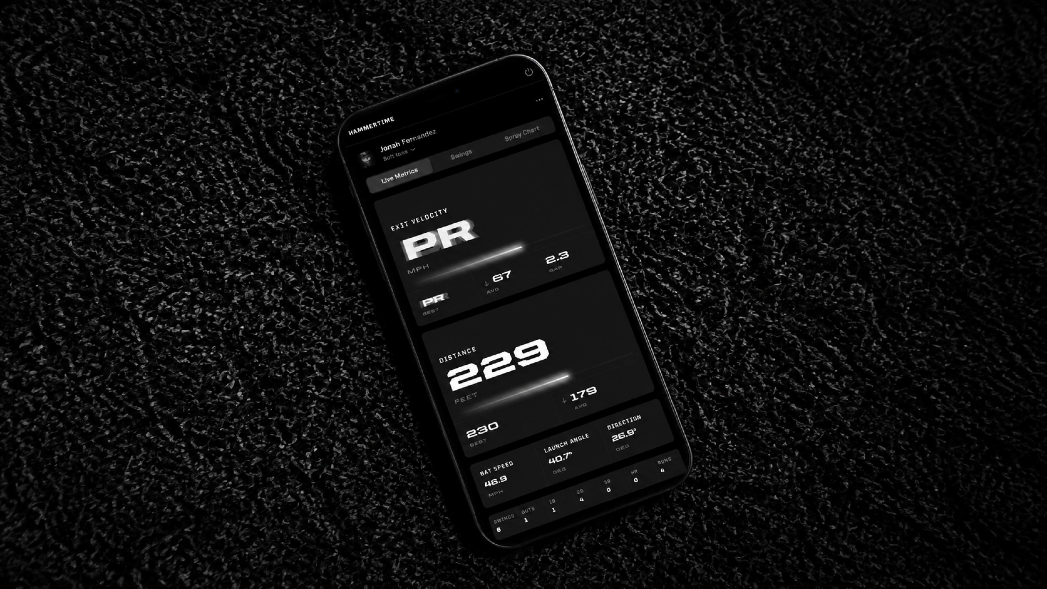 Phantom live-metrics session running on an iPhone resting on turf